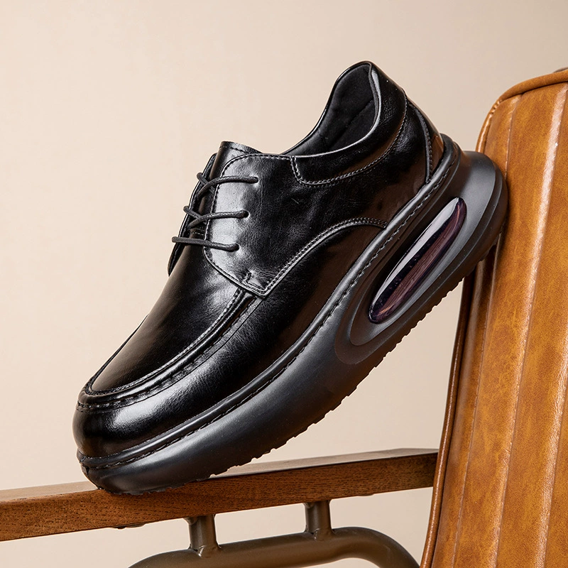 2025 новый стиль надувная мужская обувь кожаная бизнес повседневная кожаная обувь мужская британская обувь с толстой подошной воздухопроницаемостью