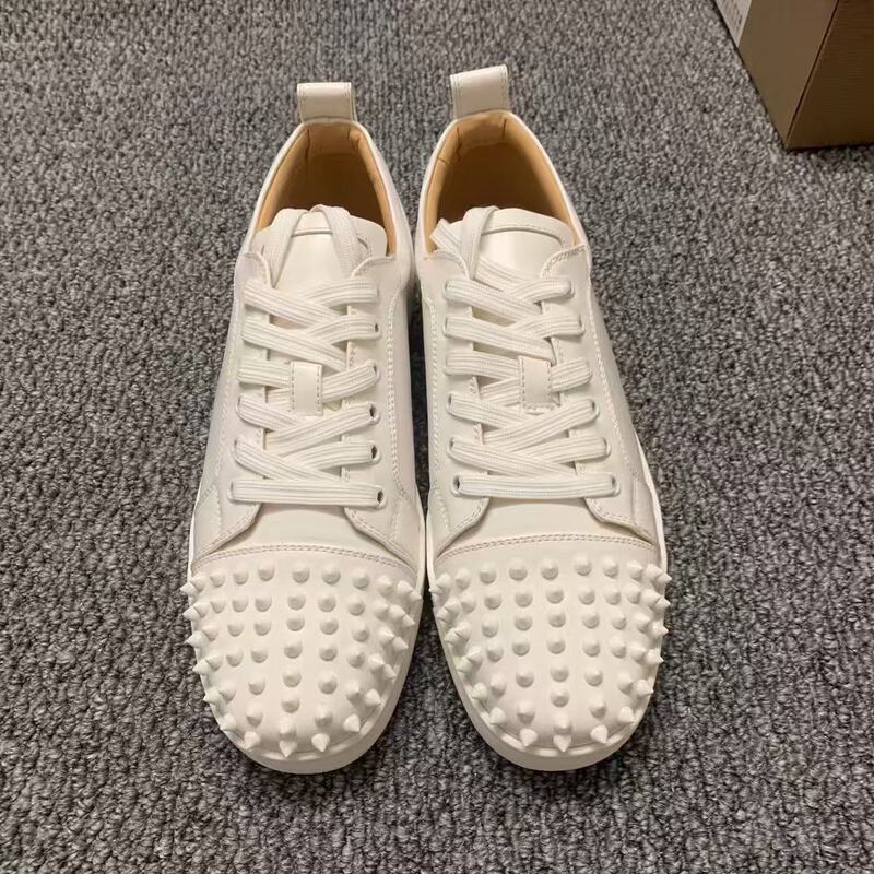 European Cl Red Sole European Men's Shoes with Studs, Casual Lace-Up Trendy Foreign Trade Couple Sneakers, Black and White Women's Shoes European Cl Red Sole European Men's Shoes with Studs, Casual Lace-Up Trendy Foreign Trade Couple Sneakers, Black and White Women's Shoes