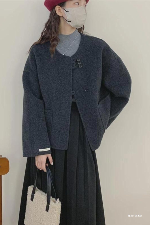 Chuwu's 2025 Winter New Double-Sided Woolen Short Wool Coat Japanese Style Slimming Petite Top Jacket for Women