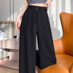 西装裤女春秋2025新款高腰西裤直筒裤小个子窄版设计感阔腿裤女潮