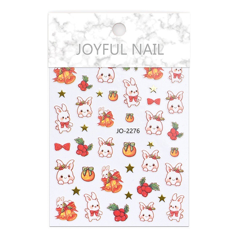 2022 nuevas pegatinas de uñas de navidad lindo conejo campana santa claus pegatinas de uñas con adhesivo