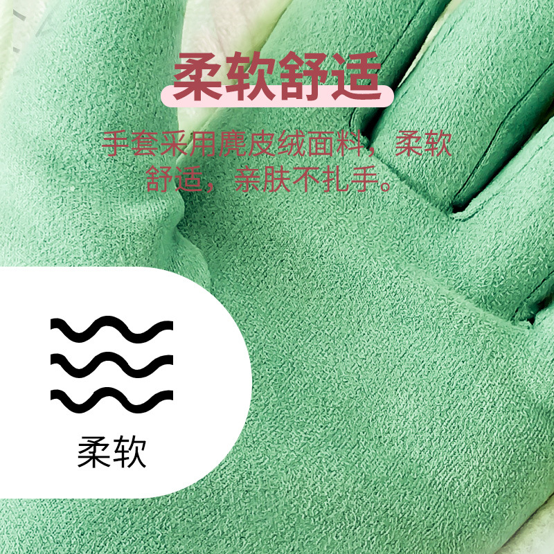 秋冬纯色韩版保暖毛绒手套女冬季分指加绒羊羔绒服饰手套现货批发