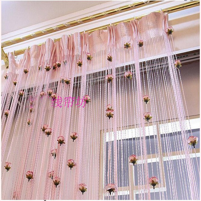 Velcro Rose Line Curtain Line Curtain Encrypted Thick Tassel Partition Decorative Curtain Living Room Window