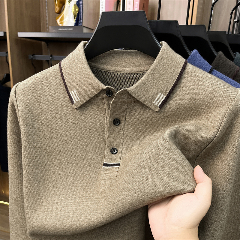 Cross-border zippered thick sweater for men, long sleeve, 2026 autumn and winter, turn-down collar, fashionable, casual, comfortable men's knitwear