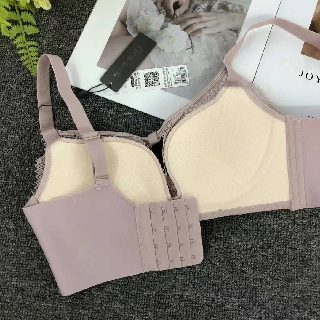 Nuevo sujetador de alta calidad de moda de encaje jacquard transpirable y cómodo ajuste lateral de pecho de cuatro botones ropa interior mujer