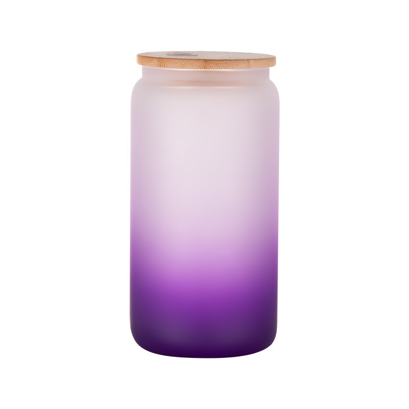16oz comercio exterior gradiente de color de sublimación de vidrio electrochapado camaleón fluorescente arco iris pintura vidrio taza de agua taza de masón