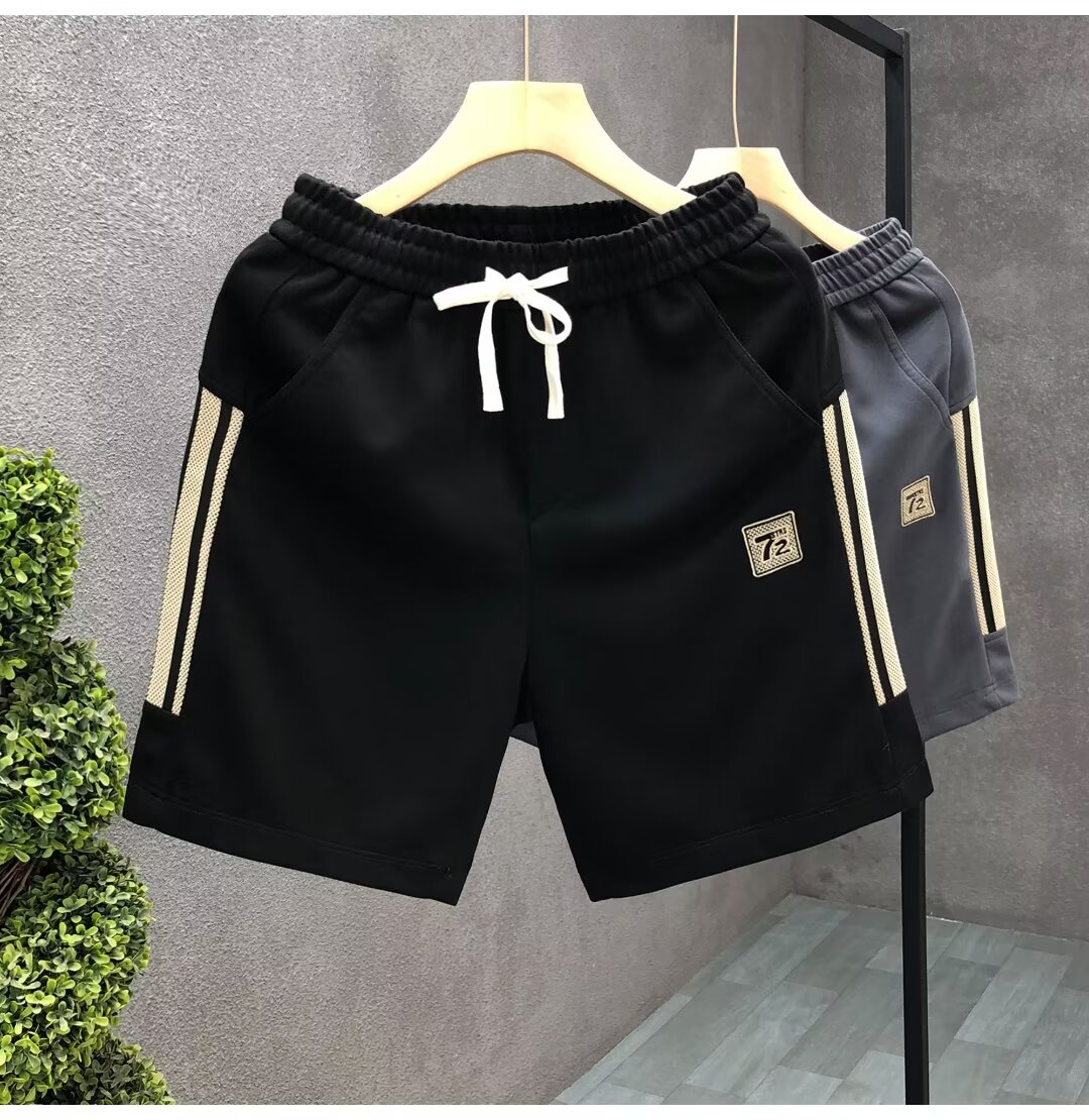 Men's Black Embroidered Casual Shorts Trendy Summer Outerwear Sports Pants New Style_viptrois.com