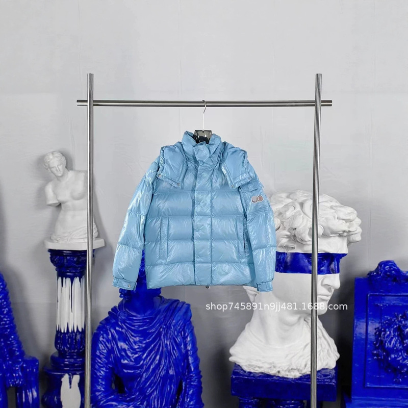 High-end in-stock M-brand classic 70th-anniversary Maya double-label lacquered nylon down jacket with detachable hood High-end in-stock M-brand classic 70th-anniversary Maya double-label lacquered nylon down jacket with detachable hood