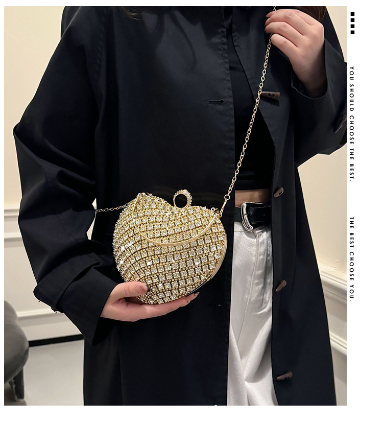 Plata Colores Oro Metal Forma De Corazón Diamante De Imitación En Forma De Corazon Bolsos De Noche display picture 1