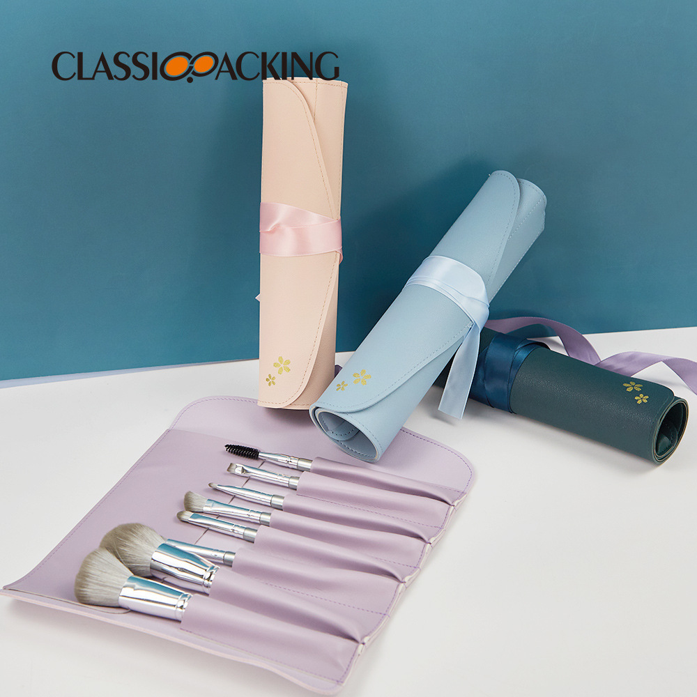 Bolsa de cepillo de maquillaje estilo ins japonesa, impermeable, cepillo de cejas portátil, cepillo de sombra de ojos, bolsa de rollo de cepillo de polvo suelto, bolsa de maquillaje simple