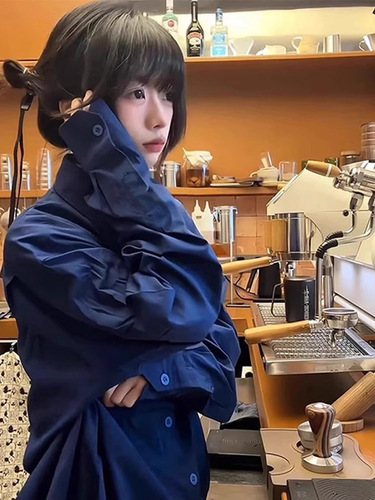 American Blue Couple's Shirts Men Retro Cleanfit Advanced Couple's Dress Shirts Long Sleeve Casual Outerwear