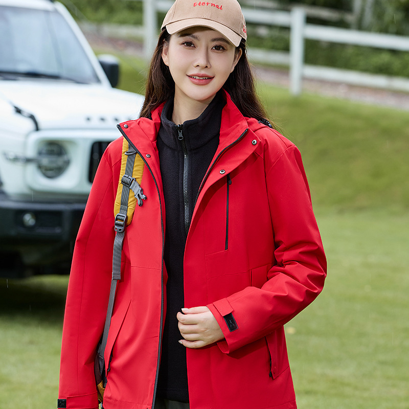 新款户外冲锋衣女防风防水保暖三合一摇粒绒两件套男时尚骑行外套|undefined