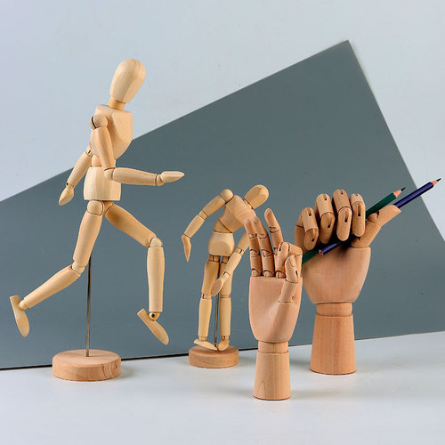 12-inch wooden puppet for art painting, flexible and movable wooden joints, hand-imitation human body sketch puppet model