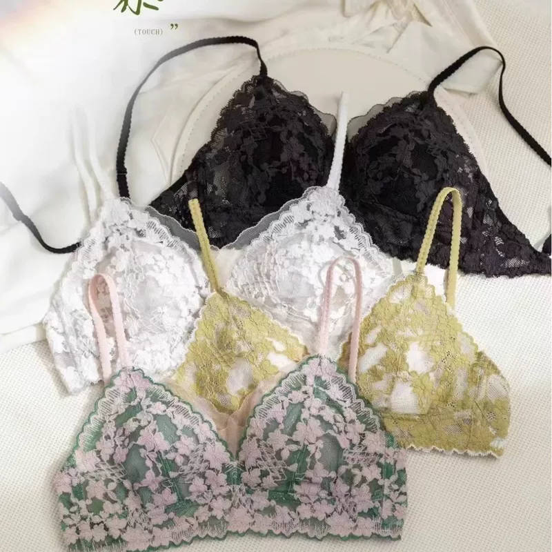 Summer lace supporting sexy wireless bra, french style
