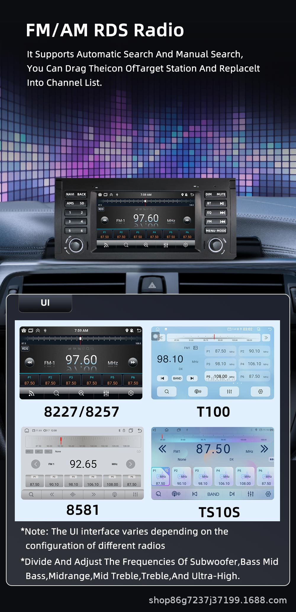 Suitable for BMW 5 Series E39 X5 E53 7inch Car-mounted central control large screen navigation reversing camera Bluetooth radio