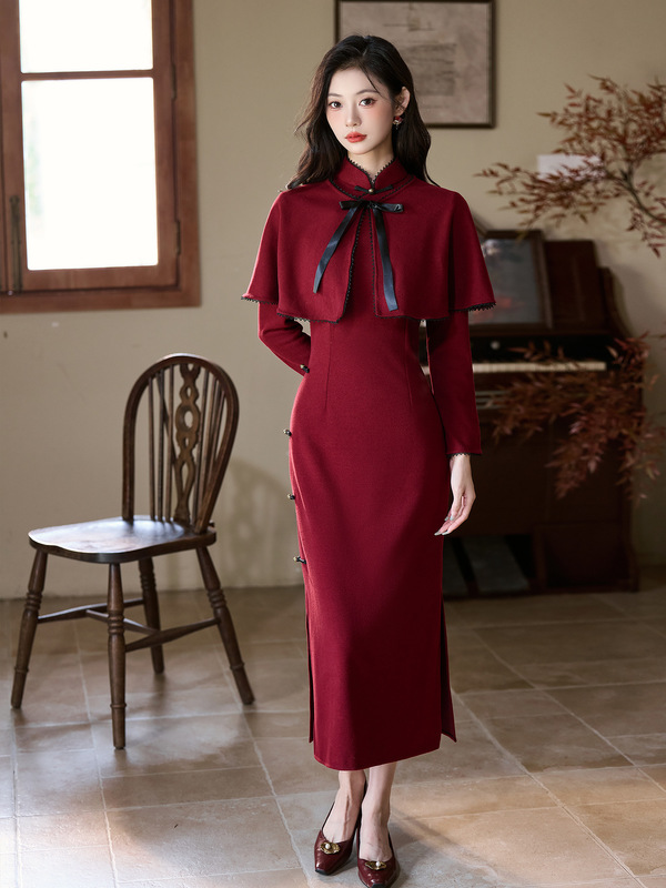 洛士博国风新中式红色订婚旗袍2025新款套装秋季年轻女气质显瘦|undefined