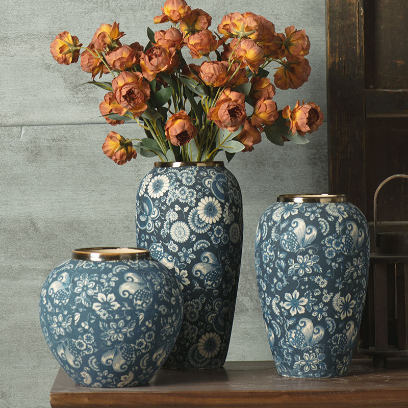 Jingdezhen 수제 데칼 세라믹 테이블 꽃병 호텔 유명한 거실 장식 새로운 중국 복고풍 도자기 냄비