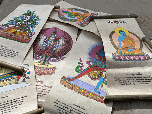 Nepalese Tibetan paper handmade Luo card paper hand-painted colorful decorative hanging painting gilt gift exquisite character