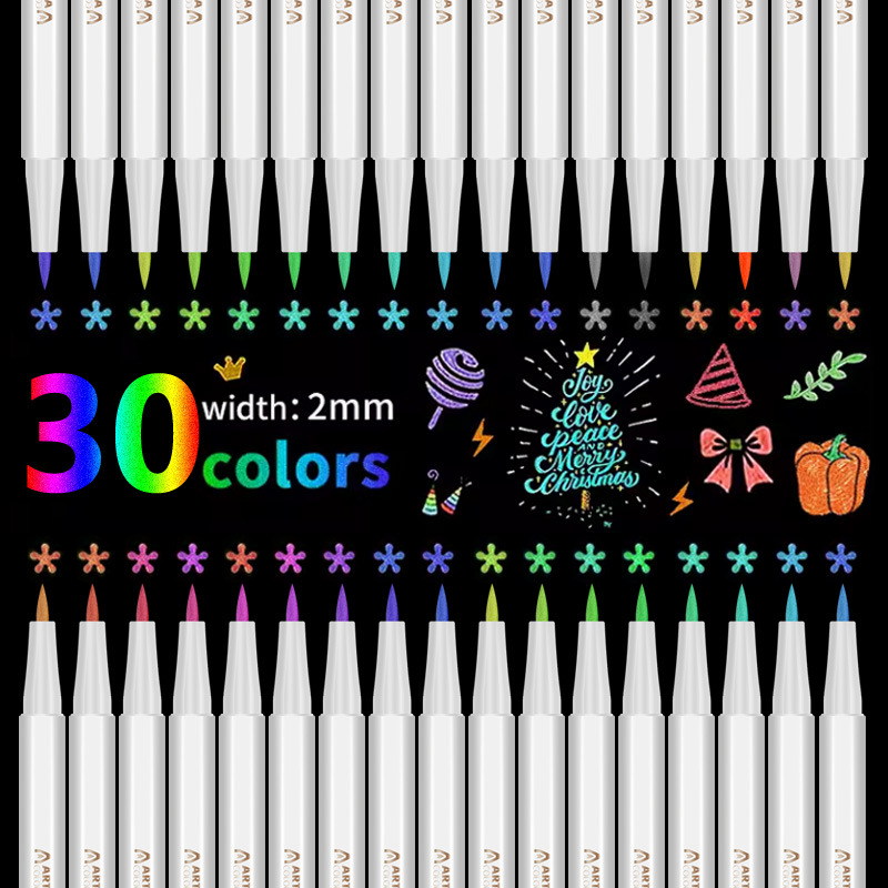 Amazon Venta caliente Marcador de metal Marcador de acrílico de cabeza suave Pintado a mano Pluma de metal Pluma de acuarela al por mayor