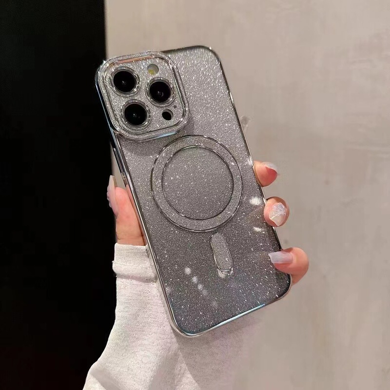 iPhone15proMAXに適した新しいモデルグリッターグラデーション磁気充電携帯電話ケースApple 13オールインクルーシブ落下防止|undefined
