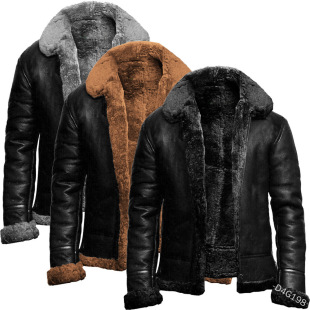Europe and the United States new street fur men's coat thickened fur long jacket wholesale Amazon imitation leather