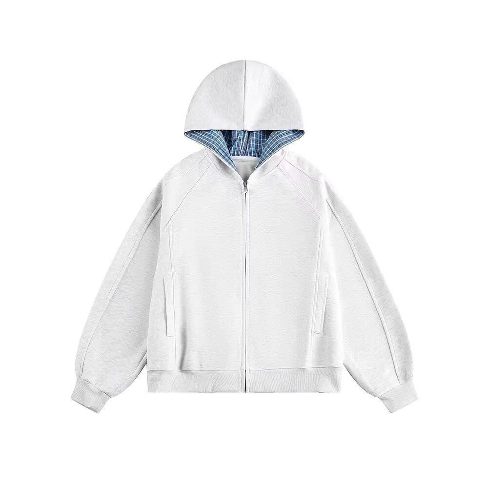 Versatile Minimalist Zip-up Hoodie, Loose Slimming Cardigan Jacket_voghion.com