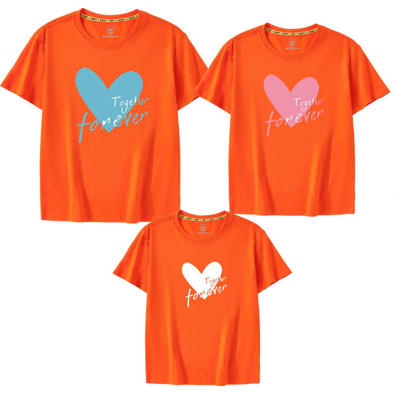 Ropa de padre e hijo retrato familiar manga corta 2024 Nuevo estilo una camiseta de tres bocas logotipo impreso jardín de infantes Ropa de jardín ropa de grupo