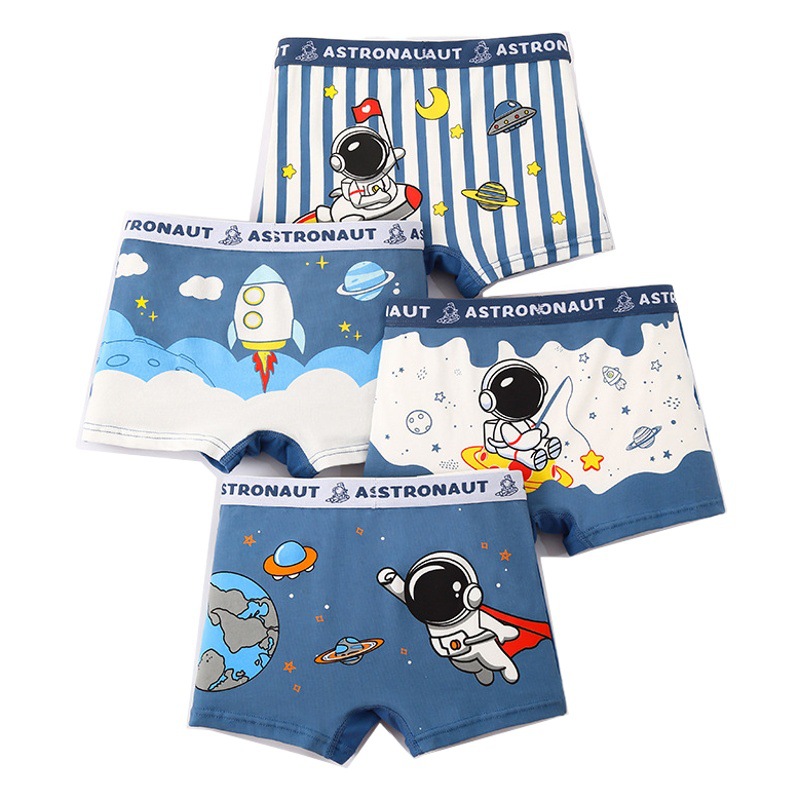 Cartoon children's underwear boys' cotton antibacterial boxer shorts boxer cotton shorts small middle children astronaut boys