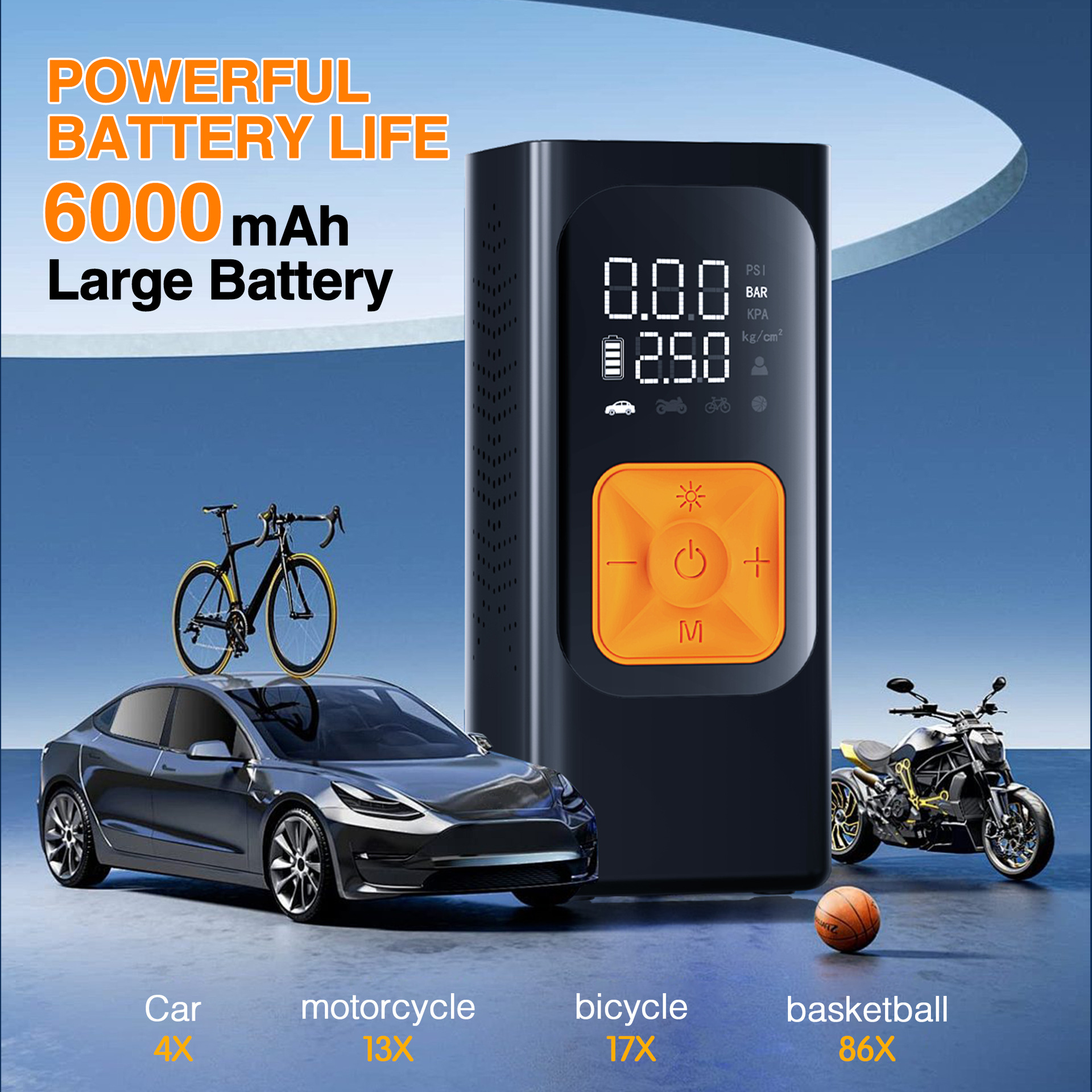 Car Air Pump, Automatic Inflating and Deflating Car Tire Pump, Wireless Inflator, Mini Portable Electric Air Pump