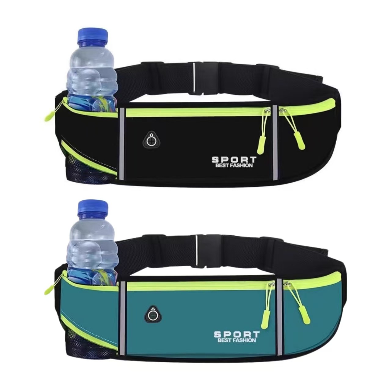 [water bottle model] black + blue - sports waist bag
