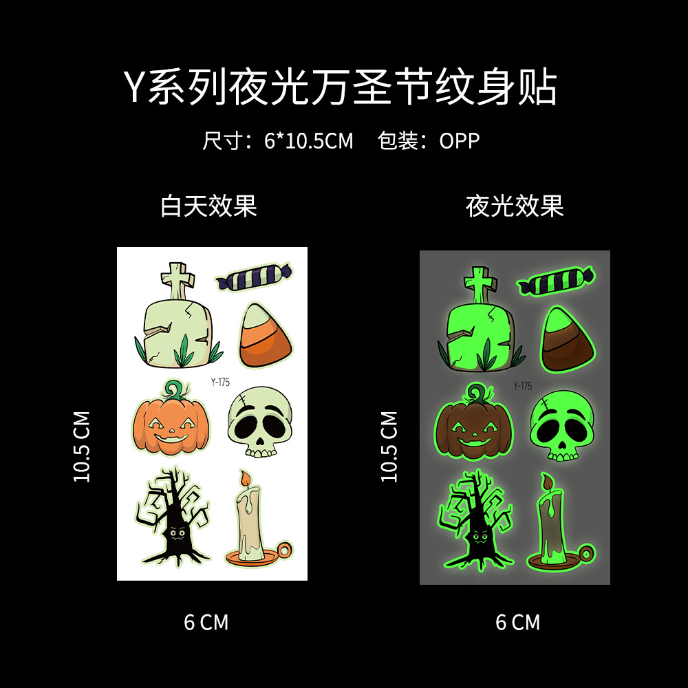 Tatuajes Temporales Luminosos de Halloween Luminoso, para Fiestas de Halloween