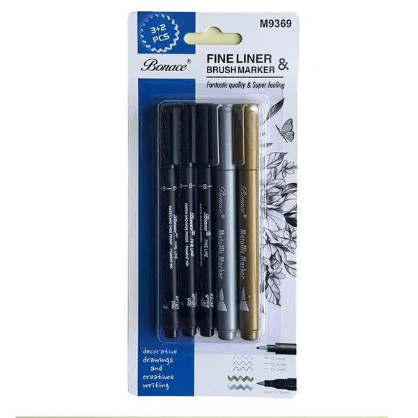3+2 Set Signing Pen + Metal Pen Good Helper for Hand Account Painting Writing Decoration Drawing Creation