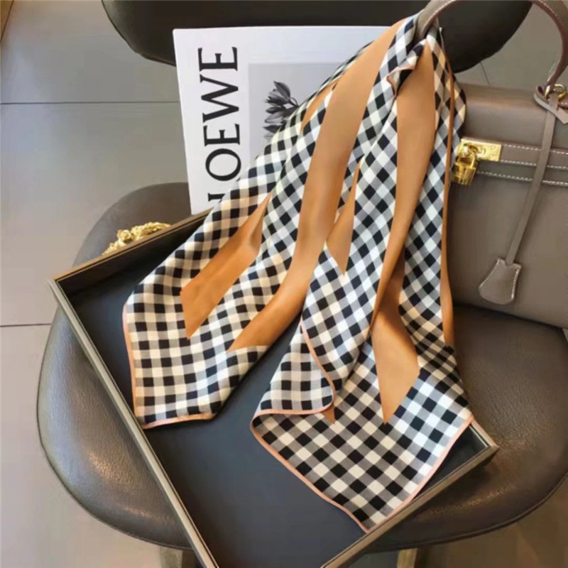 Decoración de verano bufandas de seda para viajeros bufandas profesionales 70x70 pequeñas bufandas cuadradas accesorios de mujer ataduras de cabello seda simulada