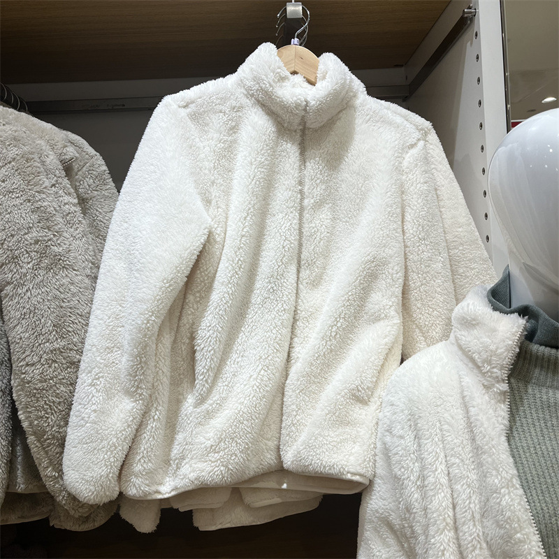2024 New Women's Long Plush Polar Fleece Zipper Jacket Long-Sleeved Fur Outwear Jacket Fleece Warm 470137