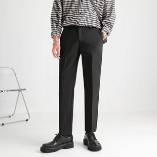 Summer New Small Trousers Men's Draped Ankle-length Pants Business Casual Korean Fashionable British Straight Loose Pants