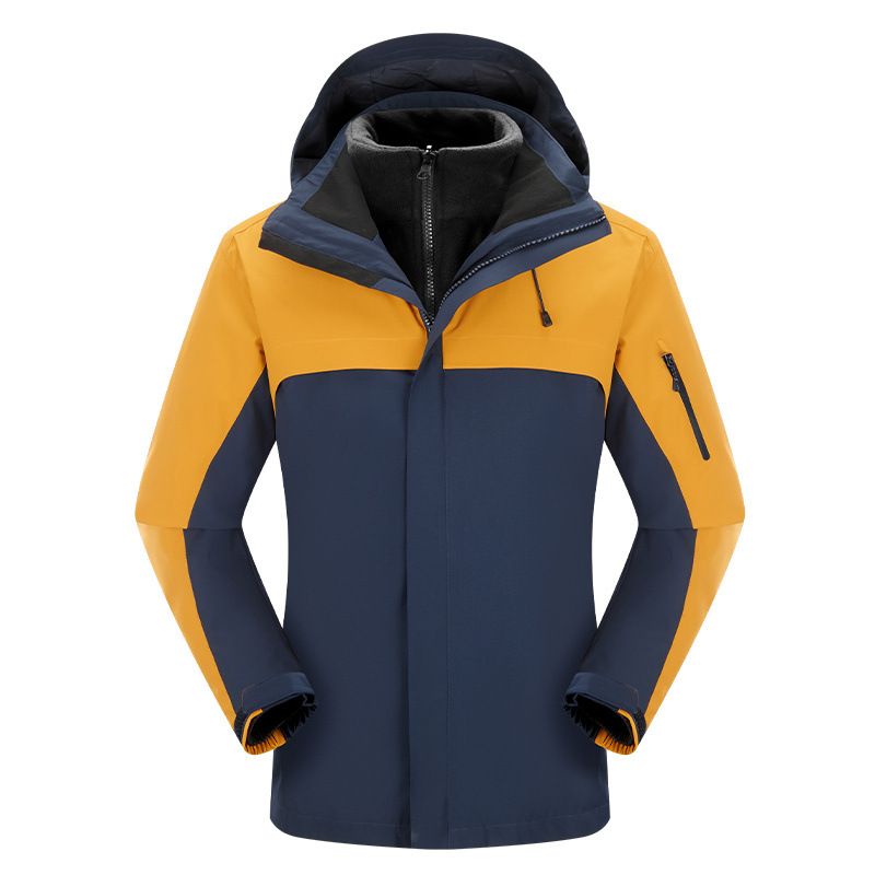 3 - en - 1 traje de asalto desmontable a prueba de viento dos piezas juego de ropa de trabajo de terciopelo casual capa de impresión LOGO para hombres