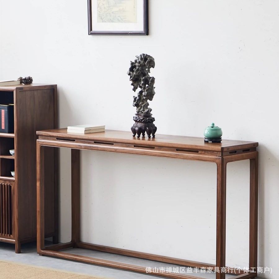 New Chinese-Style Console Table, Simple Solid Wood Offering Table, Modern Antique-Style Incense Table, Buddhist Altar, Old Elm Wood Zen Style