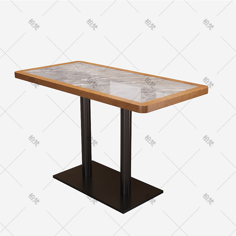 Mesa larga de piedra envuelta en madera de cera blanca 120 * 60 * 75