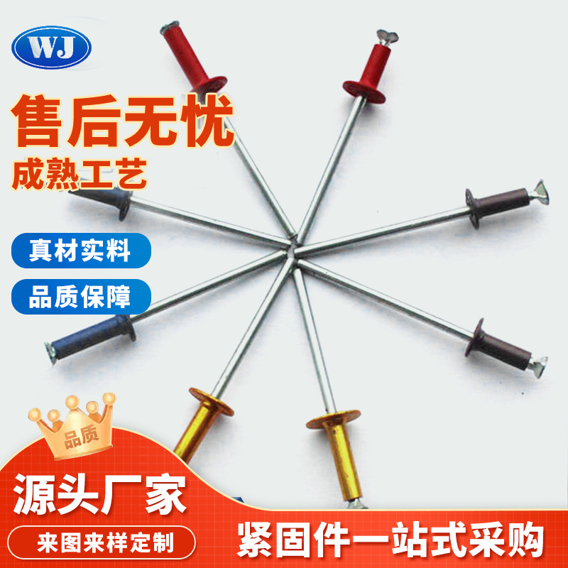 高品质彩色铆钉彩色拉花铆钉彩色拉铆钉开花抽芯铆钉