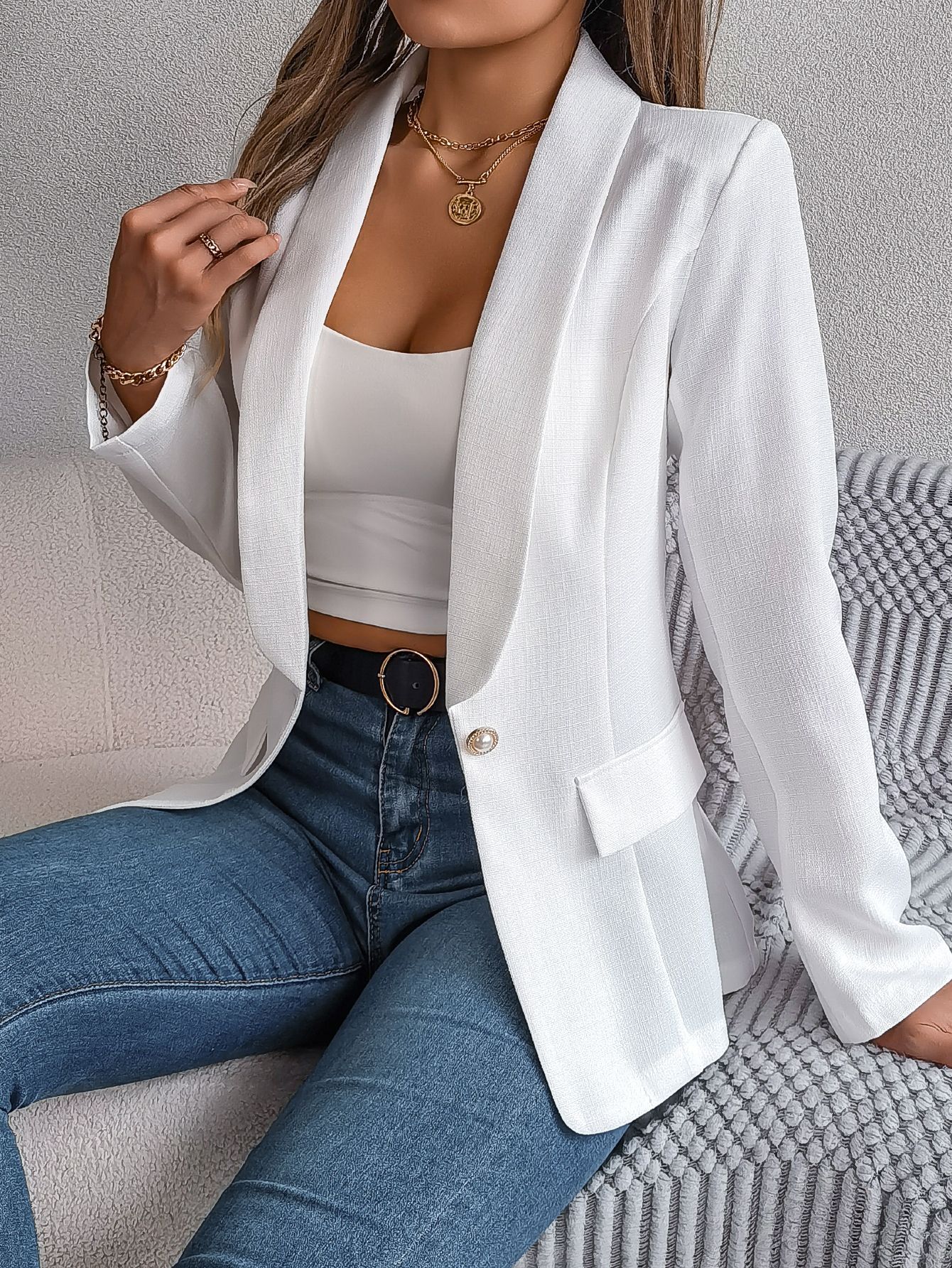 Femmes Manteau Manche Longue Blazers Style Classique Vêtement De Rue Couleur Unie display picture 12