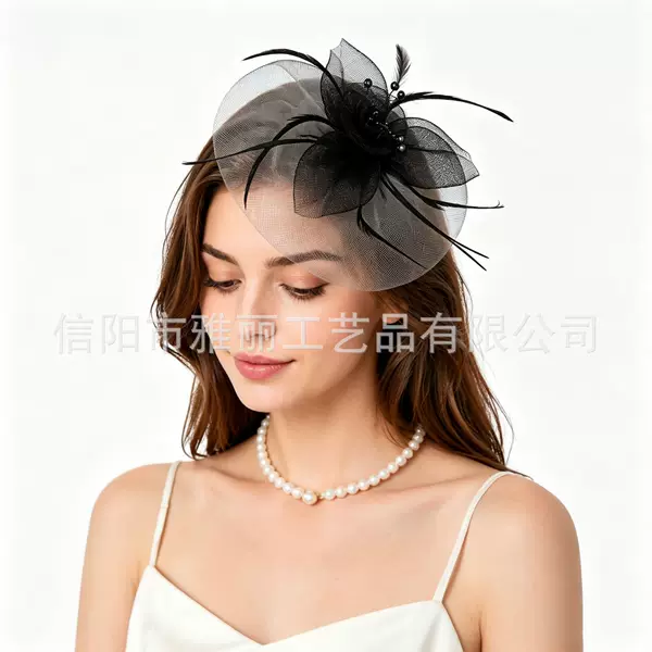 Cross-border supply of European and American vintage feather headwear, mesh small top hats, headwear for banquets and evening parties, bridal hair accessories wholesale