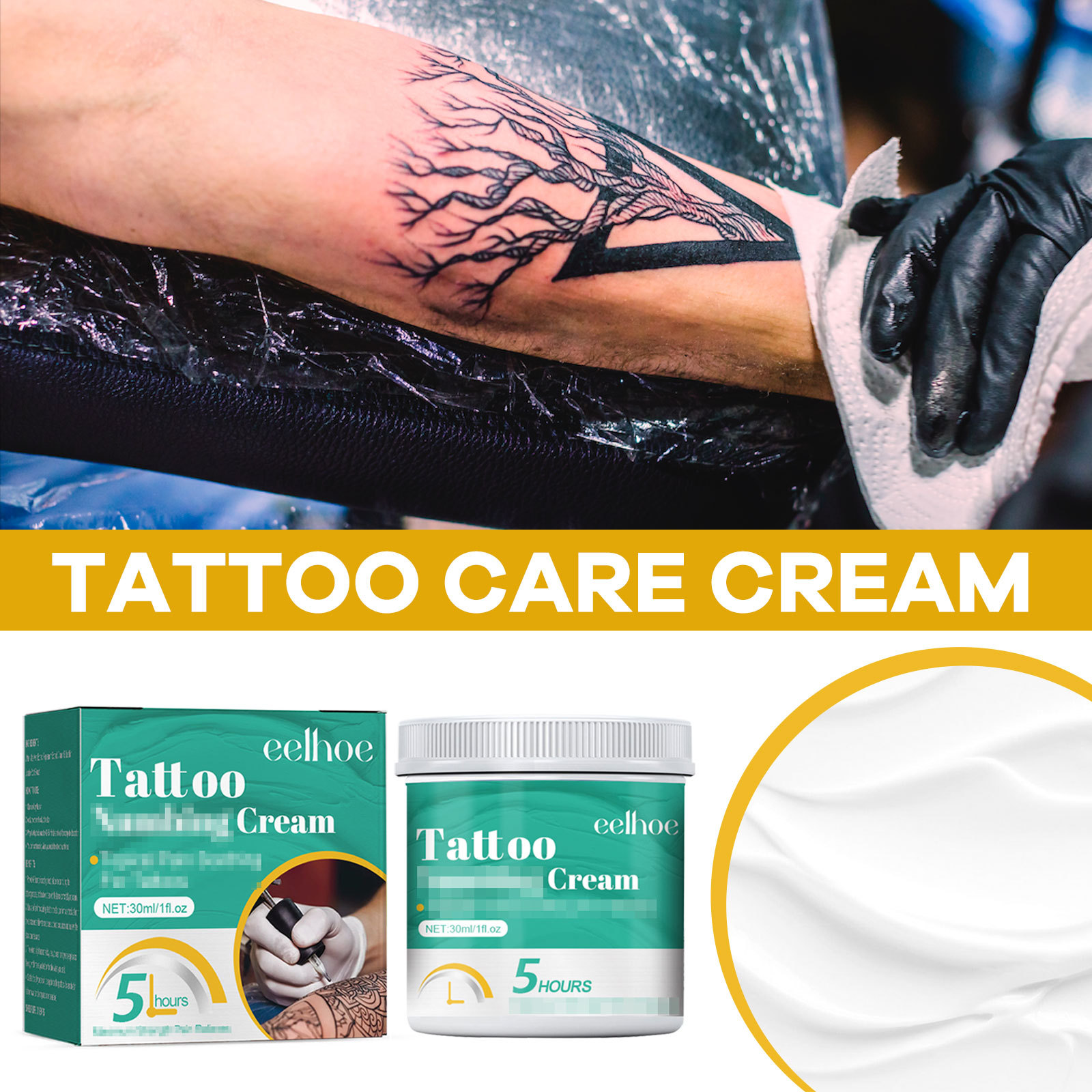 EELHOE Tattoo hydrate la crème de soin éclaircissante pour réparation de la peau avec impression de broderie_voghion.com