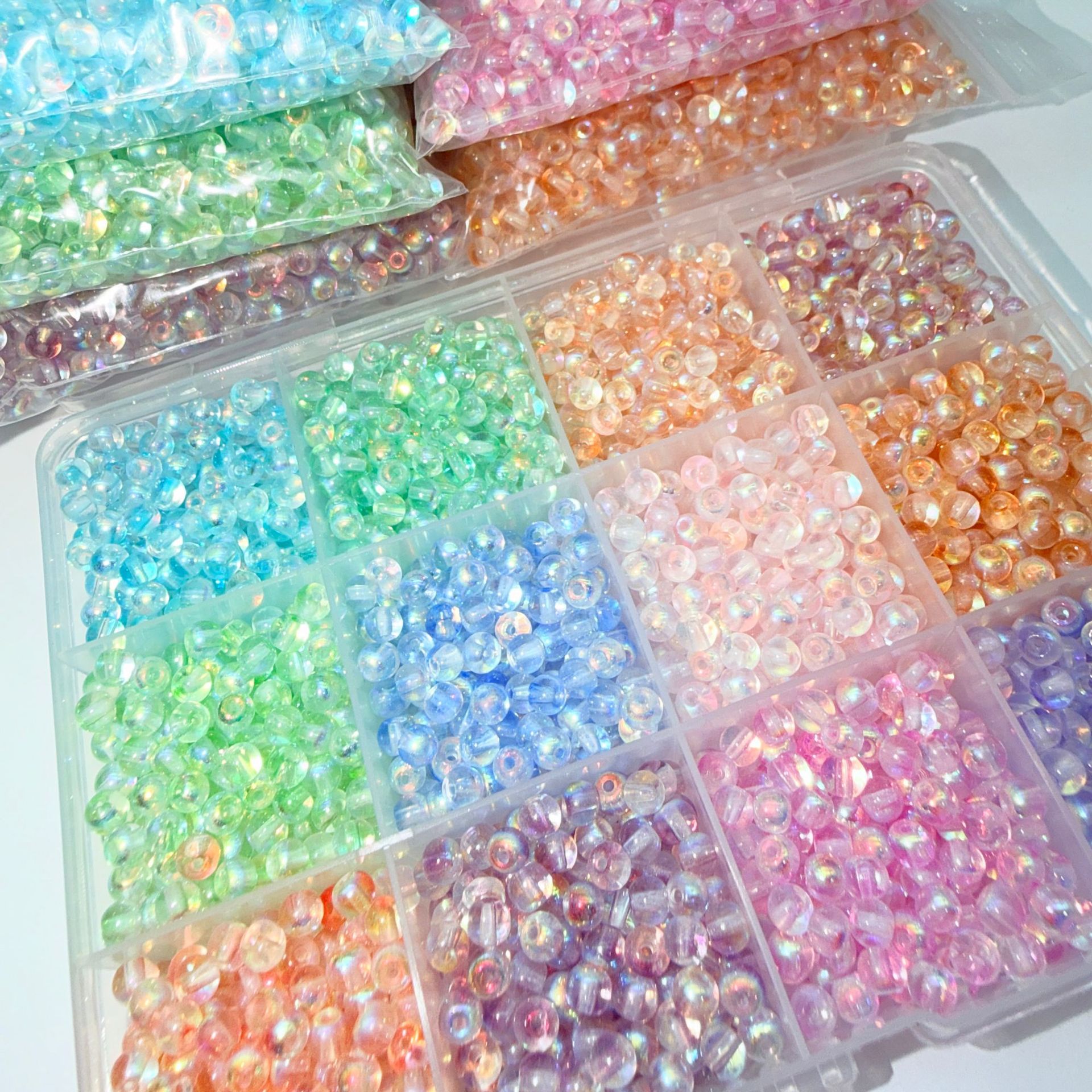 Multicoloured glass round beads