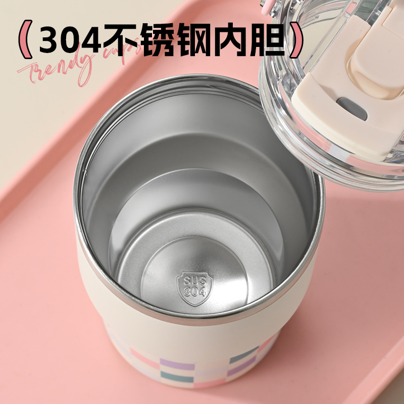 SITARAYURI doble bebida refrescante portátil 3D de dibujos animados taza de hielo de acero inoxidable de gran capacidad taza de aislamiento térmico portátil taza de coche image 5