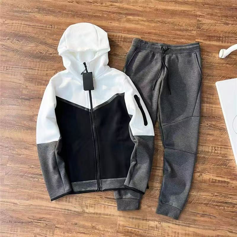 Cross-Border Spring & Fall Men's Casual Sports Multi-Color Hooded Knitted Suit Jacket 490 Pants 163