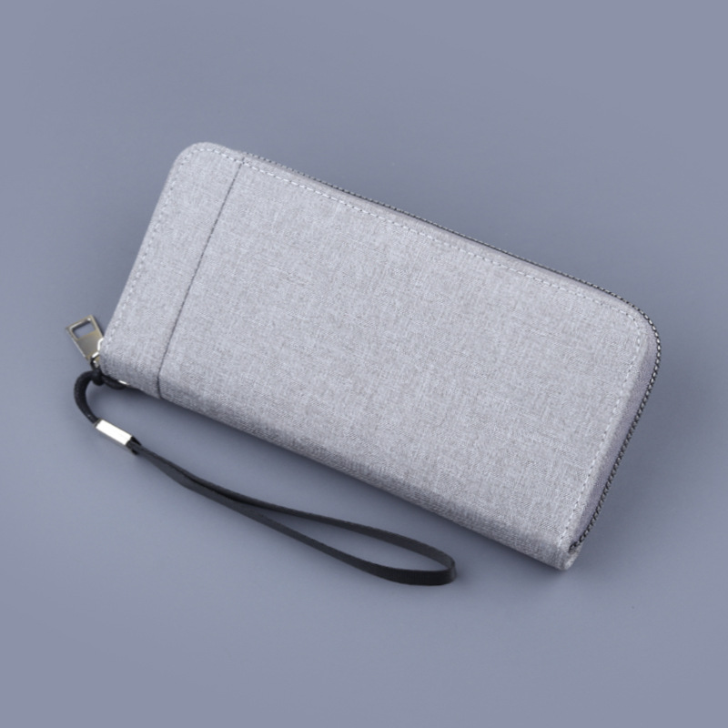 Cartera de lona para hombre, bolso largo, embrague con cremallera para hombre, bolso para teléfono móvil para hombre, ocio de mezclilla de gran capacidad
