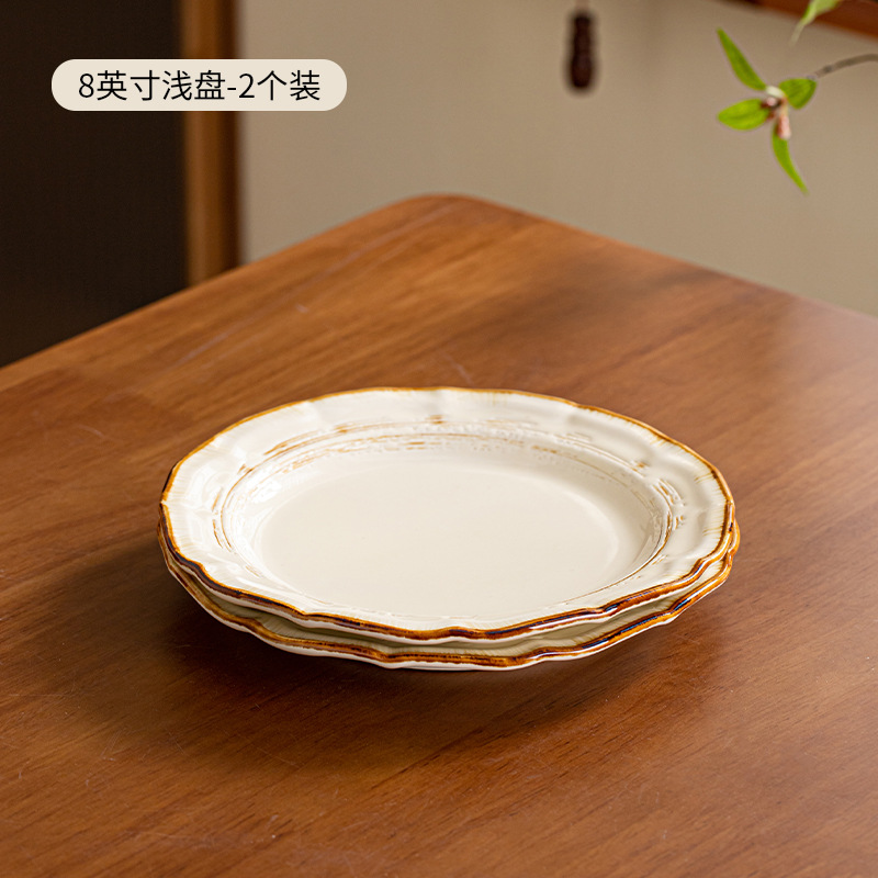 horno retro platos de arroz de cerámica de fideos de cerámica set de platos creativos Jingdezhen