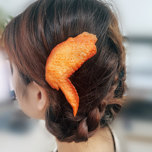 Fun and creative simulated food fried chicken wings Orleans chicken legs hairpin funny hairpin hair accessories side clip headdress