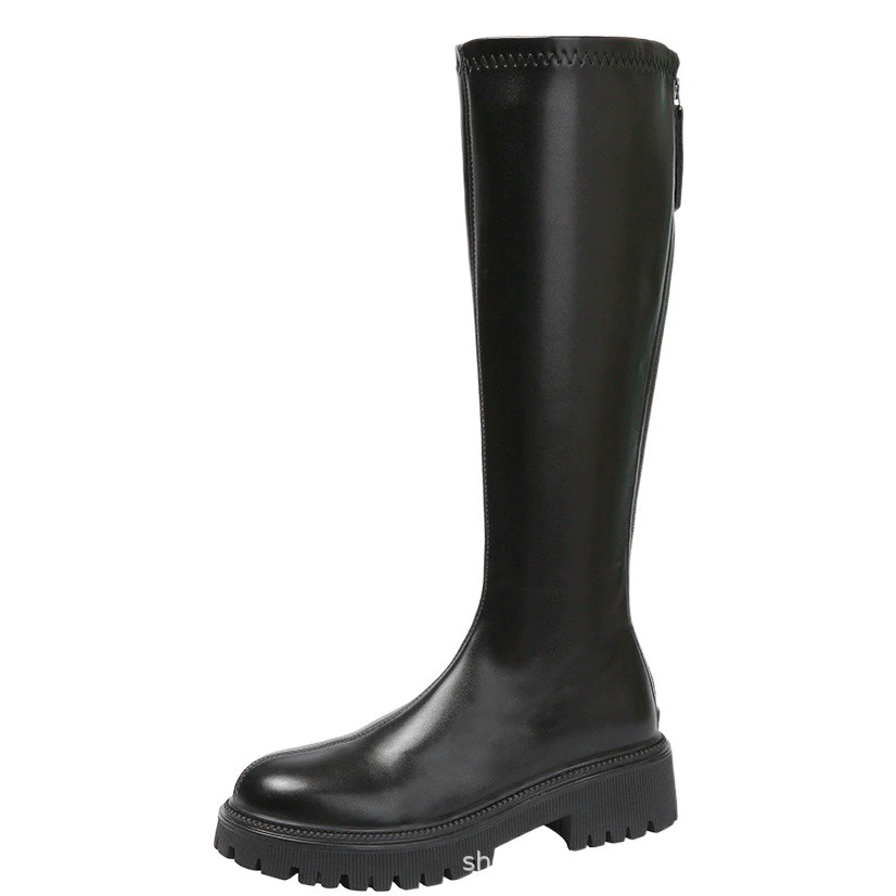 227-7 г Сапоги на внутренней высоте женские 2023 новые эластичные маленькие сапоги на толстом каблуке с высокой трубкой и толстой подошвой рыцарские сапоги