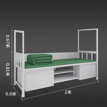 钢制单层床钢木铁架制式单人床值班室宿舍床带柜营房蚊帐架铁床